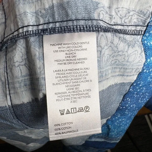 Anthro Maeve Somerset Maxi Dress XL Blue Bandana Cotton Smocked Waist NWT - Picture 13 of 13